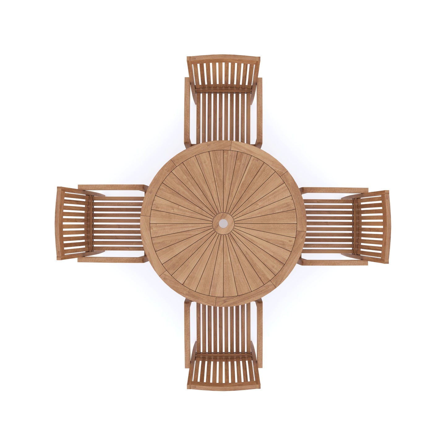 Teak Set 120cm Sunshine Round Folding Table with 4 Henley Stacking Chairs