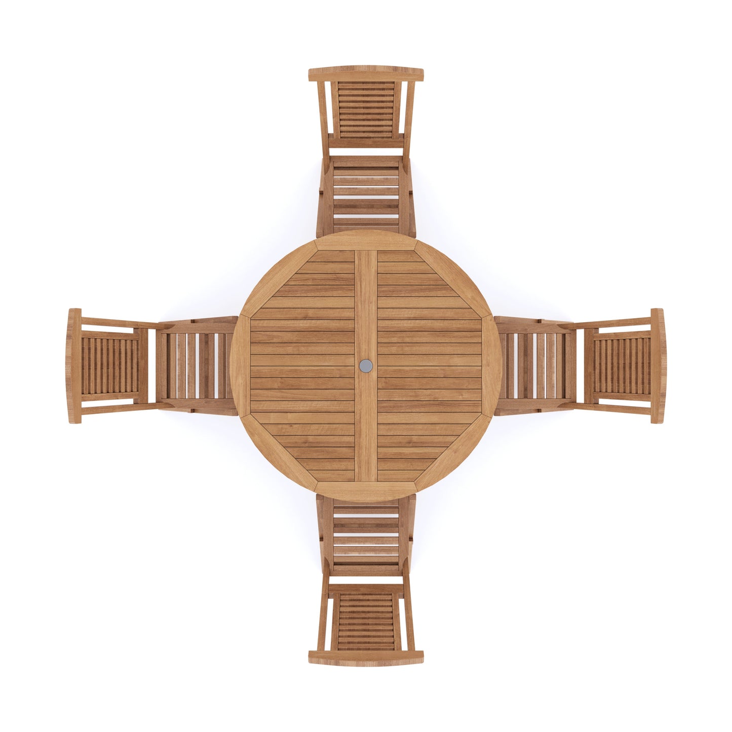 Teak 120cm to 170cm Round to Oval Extending Table with 4 Hampton Folding Chairs