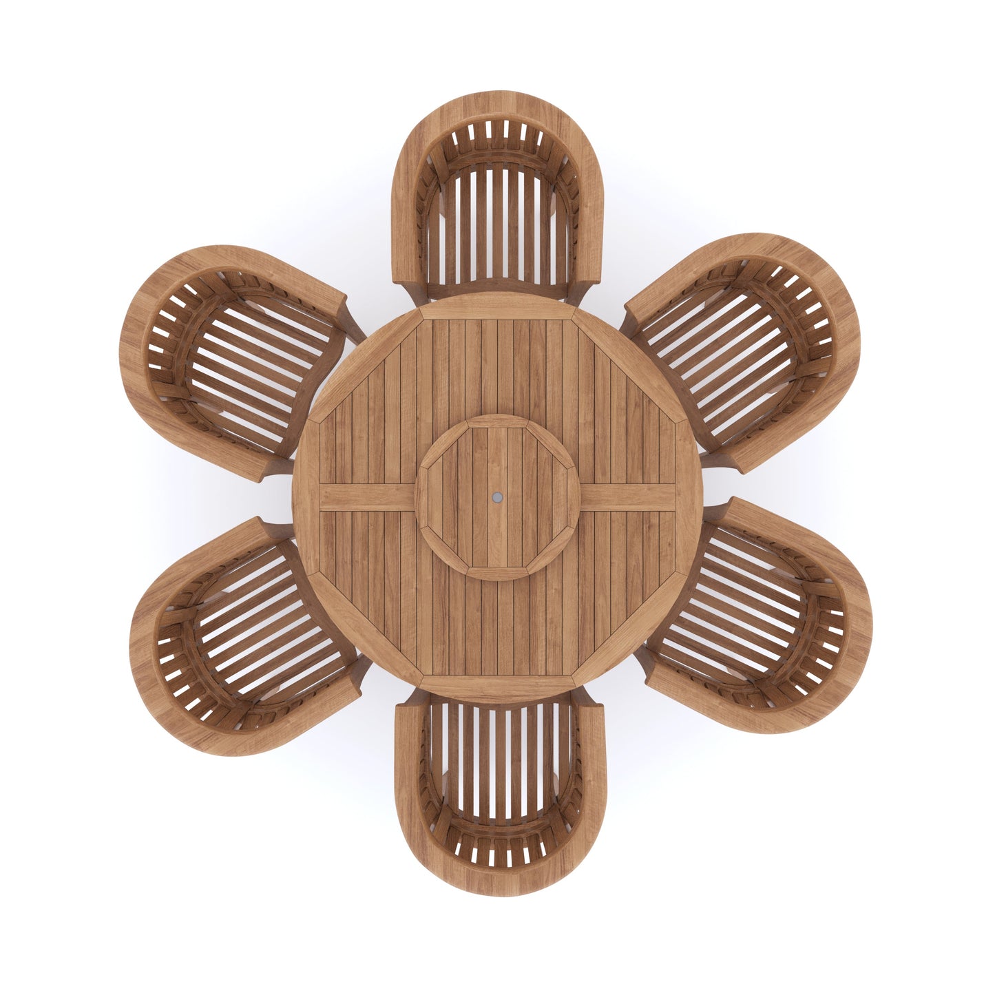 Teak Set 150cm Maximus Round Table Table, 4cm Top (6 San Francisco Chairs) Cushions included.