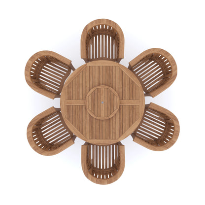 Teak Set 150cm Maximus Round Table Table, 4cm Top (6 San Francisco Chairs) Cushions included.