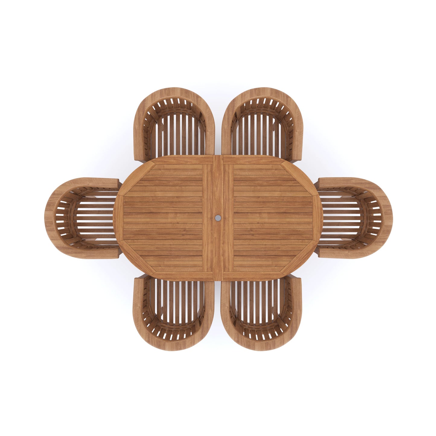 Teak Set Oval 180-240cm Extending Table 4cm Top (6 San Francisco Chairs) Cushions included.