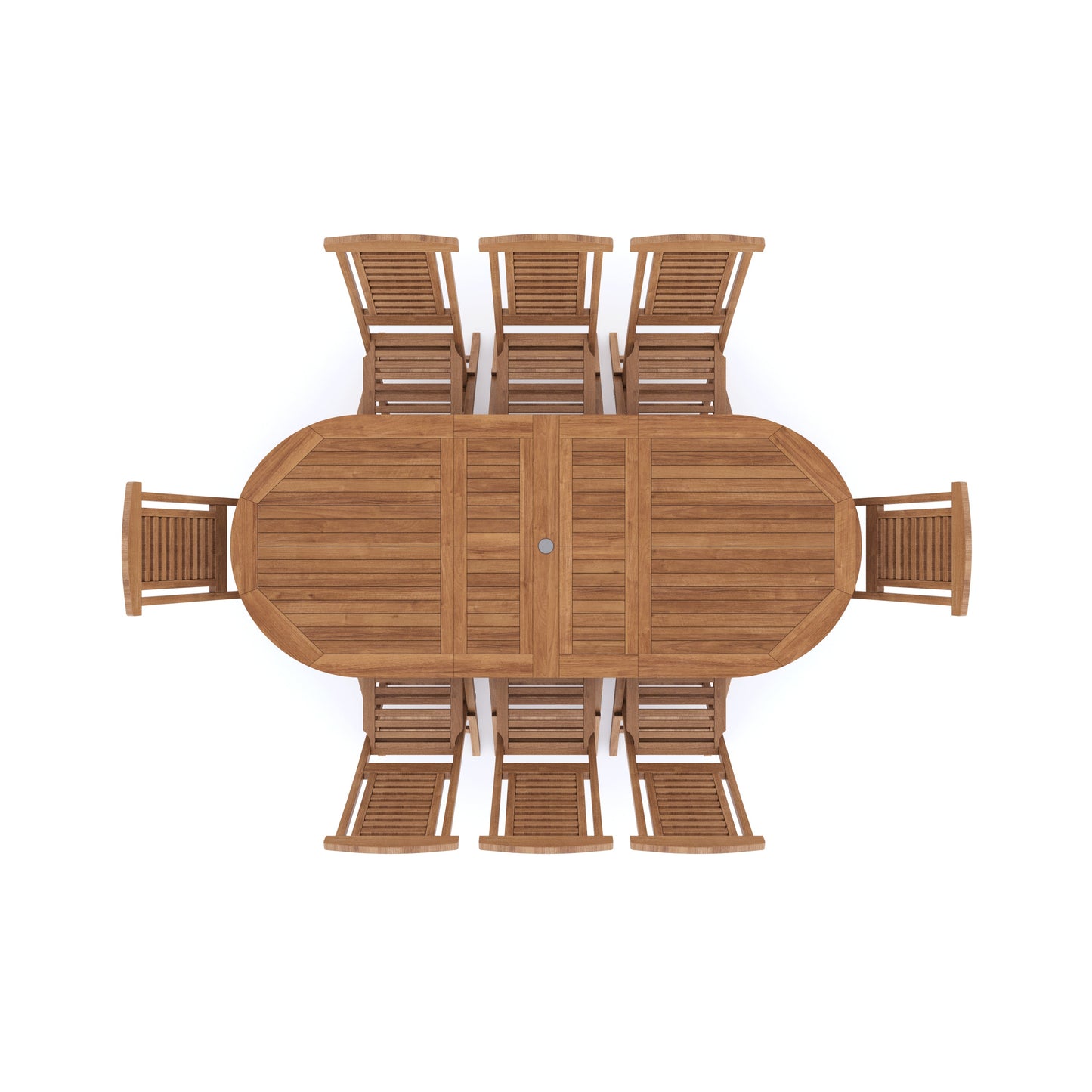 Teak 180cm to 240cm Oval Extending Table with 8 Hampton Chairs