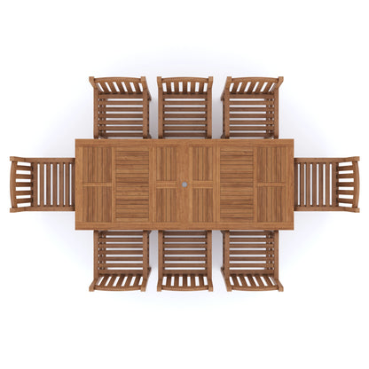 Teak 180-240cm Rectangle Extending Table 4cm Top (with 8 Warwick Chairs) Cushions included.