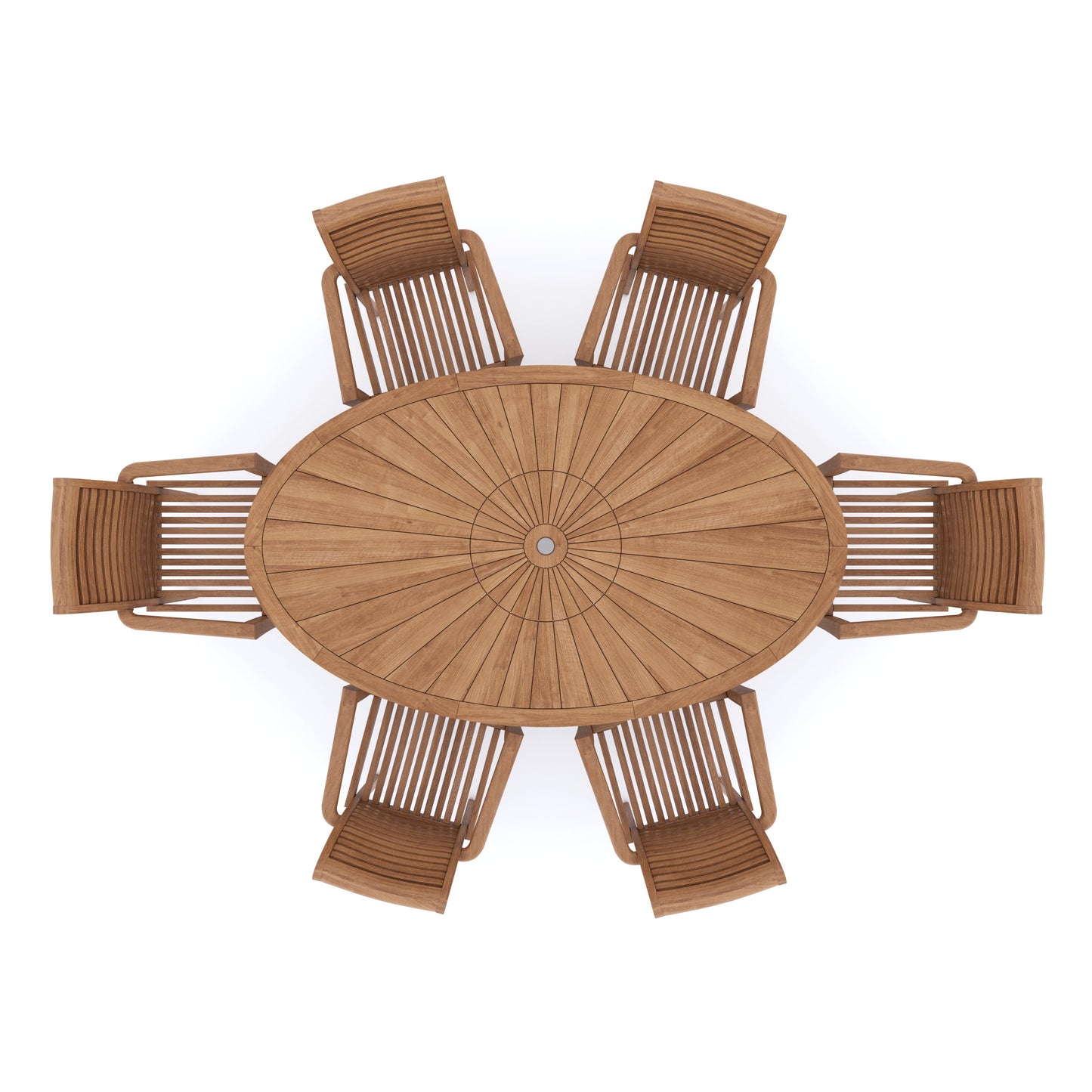 Teak Set 2m Sunshine Table with 6 Oxford Stacking Chairs