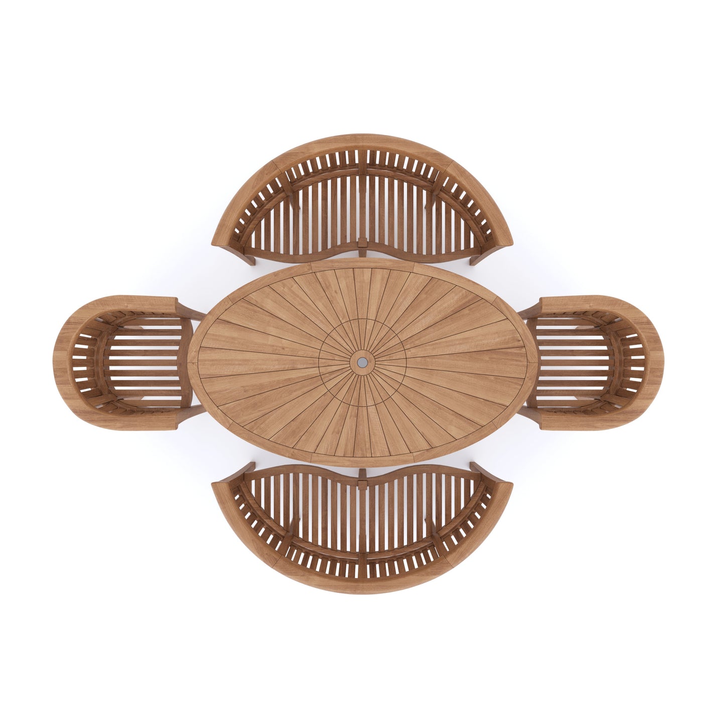 Teak Set 2m Sunshine Table with 2 San Francisco Chairs and 2 Benches