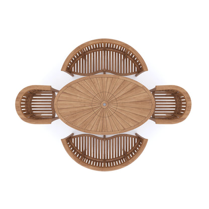 Teak Set 2m Sunshine Table with 2 San Francisco Chairs and 2 Benches