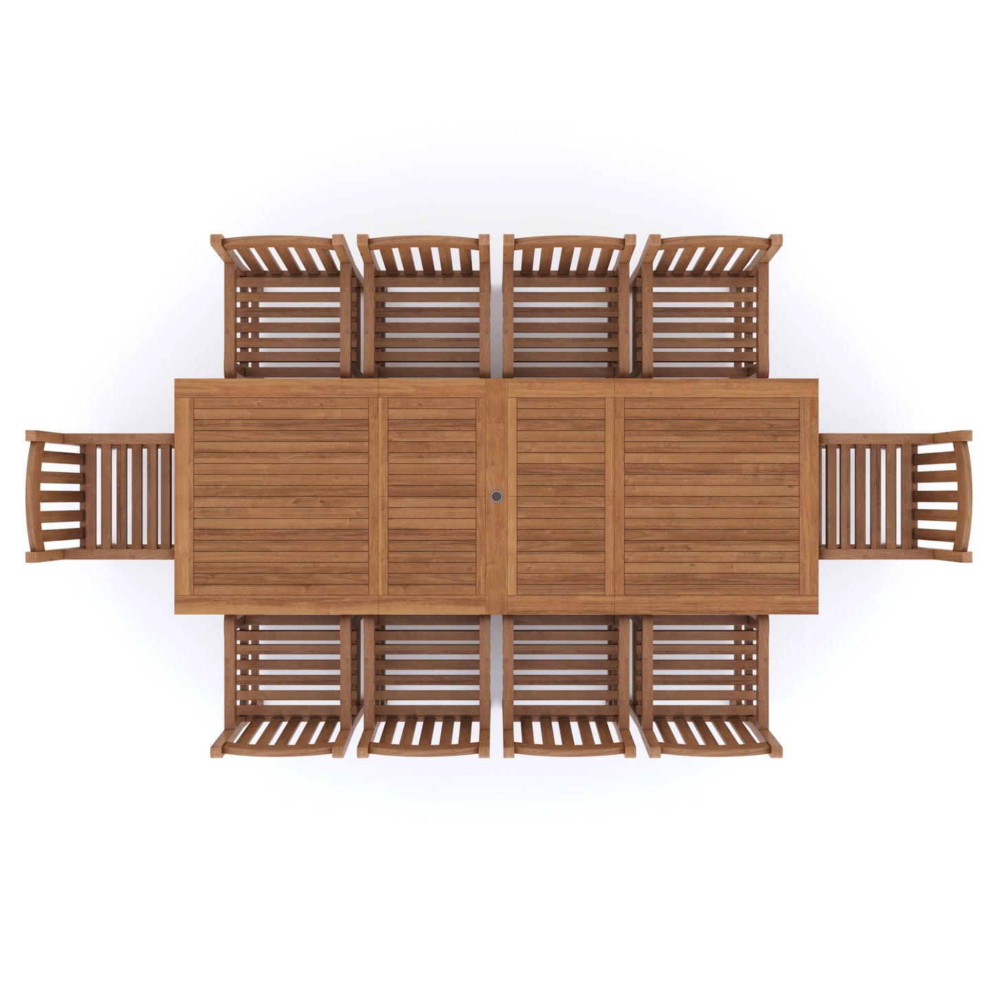 Teak 2m-3m Rectangle Extending Table with 10 Warwick Chairs