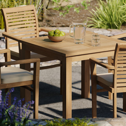 Teak Set 90cm Square Table with 4 Oxford Chairs (Cushions Included)