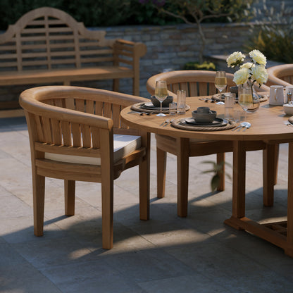 Teak Set Oval 180-240cm Extending Table 4cm Top (6 San Francisco Chairs) Cushions included.