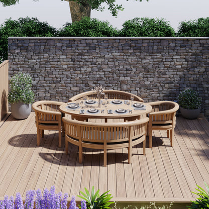 Teak Set 2m Sunshine Table with 2 San Francisco Chairs and 2 Benches