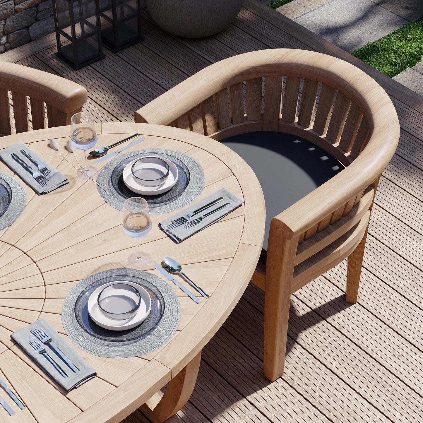 Teak Set 2m Sunshine Table with 2 San Francisco Chairs and 2 Benches