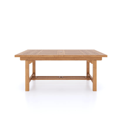 Teak Rectangle 180cm to 240cm Extending Table with 8 Henley Stacking Chairs