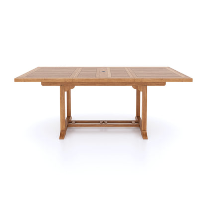 Giant Teak Set 200cm to 300cm Rectangle Extending Table with 12 Henley Stacking Chairs