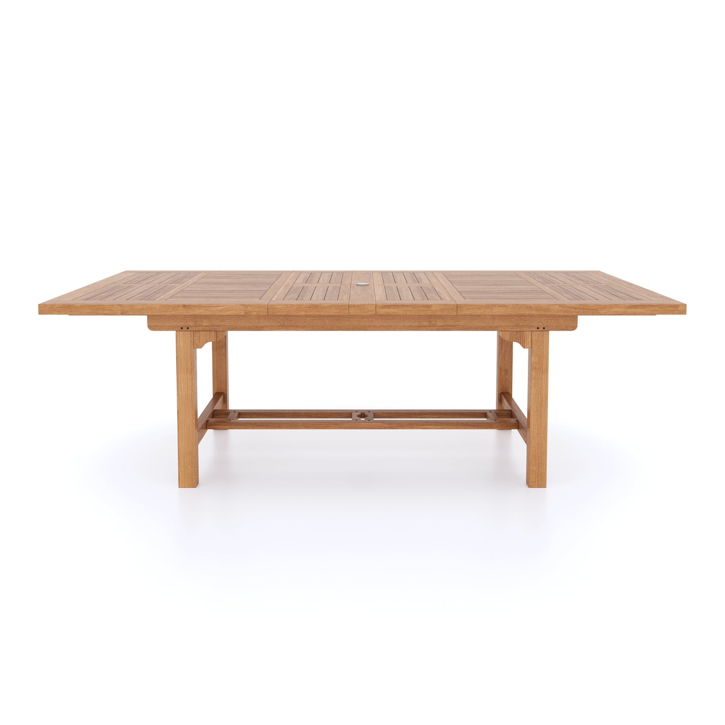 Teak Rectangle 180cm to 240cm Extending Table with 8 Henley Stacking Chairs
