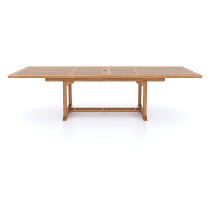 Giant Teak Set 200cm to 300cm Rectangle Extending Table with 12 Henley Stacking Chairs
