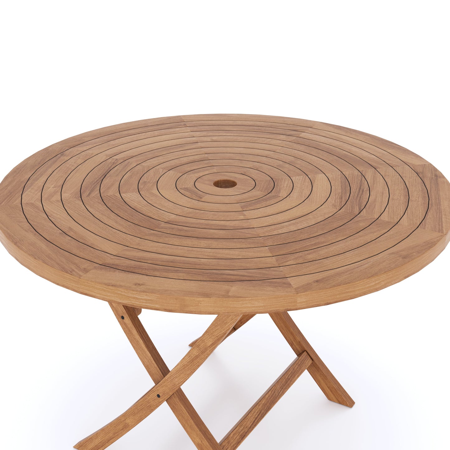 Teak Set 120cm Spiral Round Folding Table with 4 Oxford Stacking Chairs