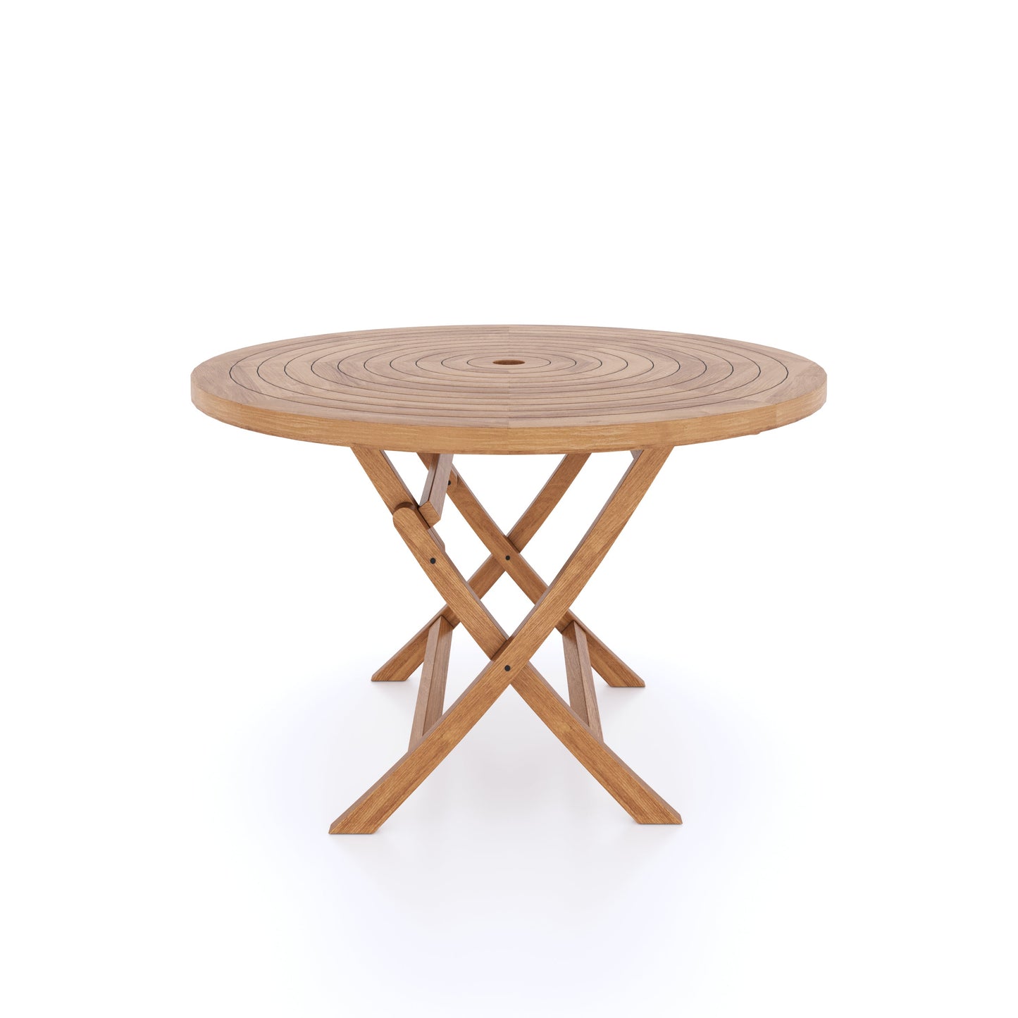 Teak Set 120cm Spiral Folding Table with 4 Folding Chairs