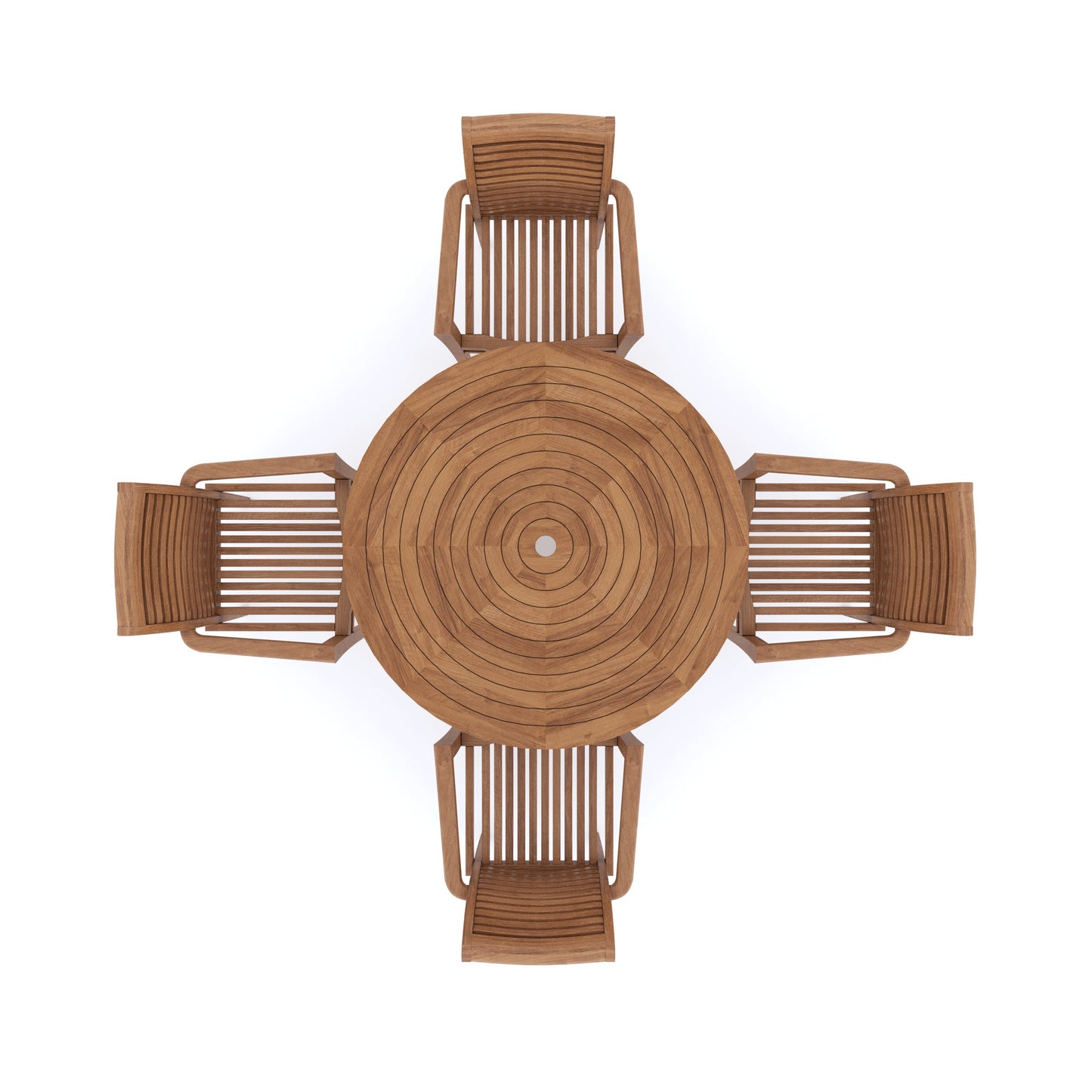 Teak Set 120cm Spiral Round Folding Table with 4 Oxford Stacking Chairs