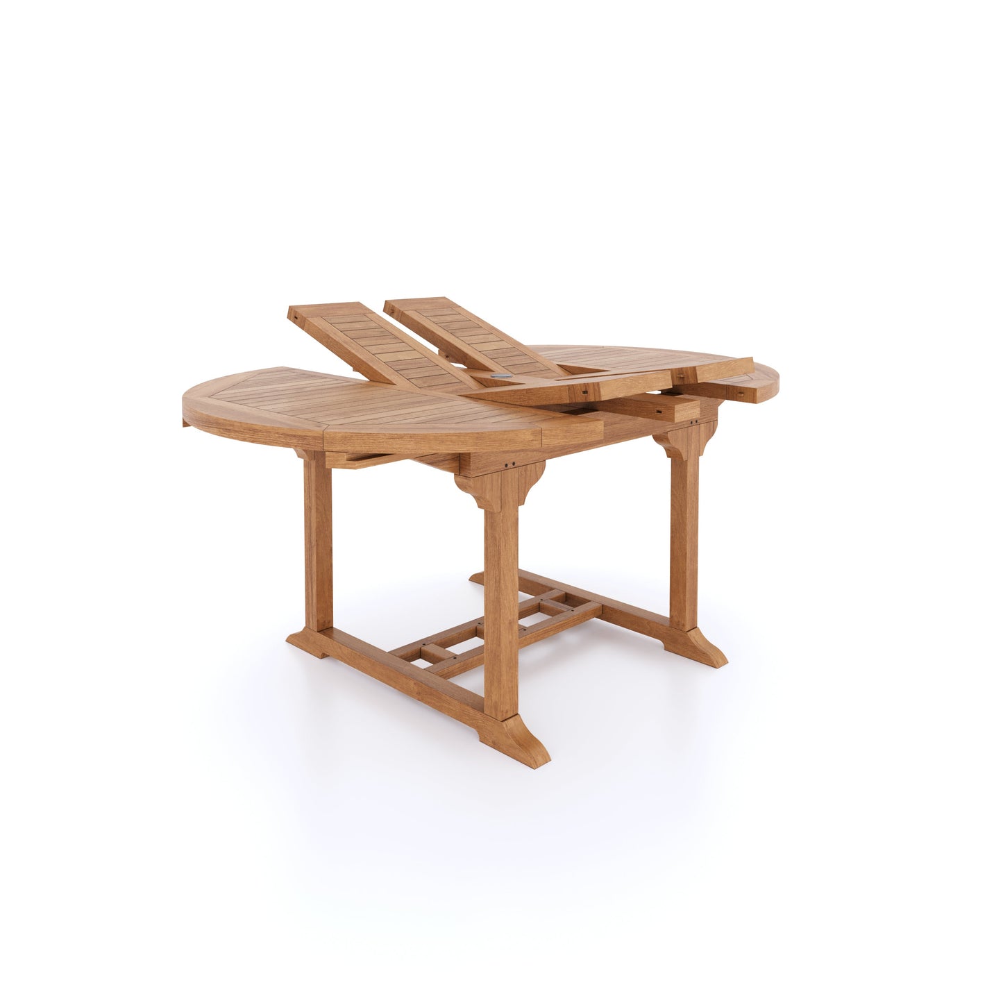 Teak 120cm to 170cm Round to Oval Extending Table with 4 Hampton Folding Chairs