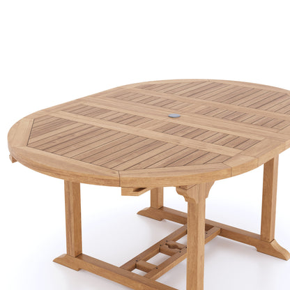 Teak 120cm to 170cm Round to Oval Extending Table with 4 Hampton Folding Chairs