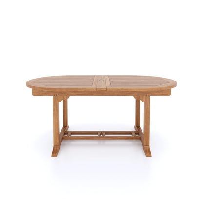 Teak 180cm to 240cm Oval Extending Table with 8 Hampton Chairs