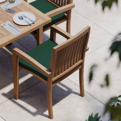 Giant Teak Set 200cm to 300cm Rectangle Extending Table with 12 Henley Stacking Chairs