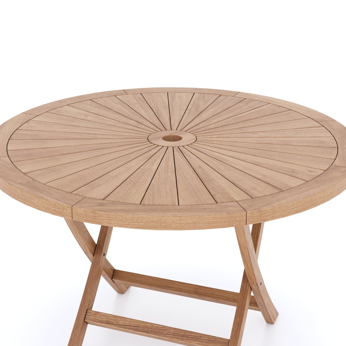 Teak Set 120cm Sunshine Round Folding Table with 4 Henley Stacking Chairs