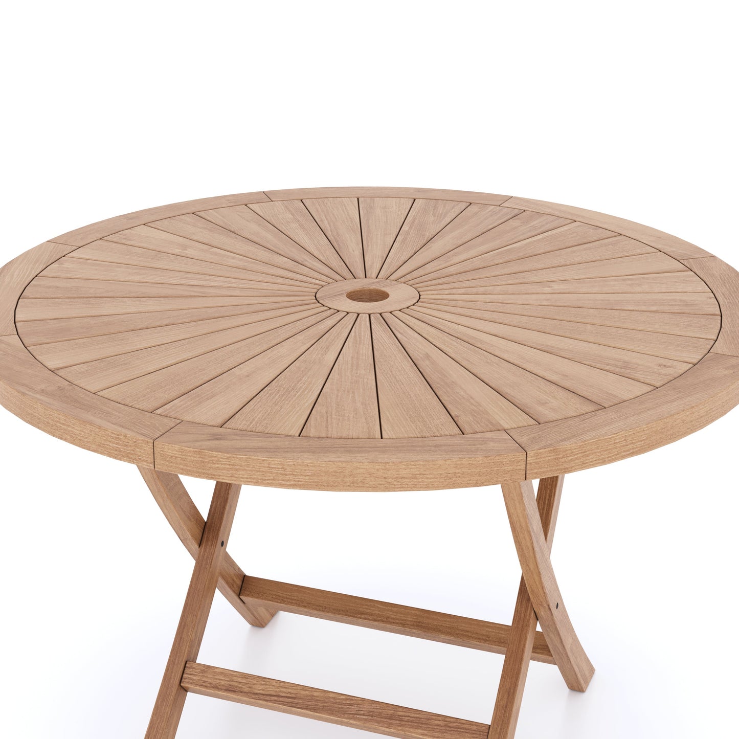 Teak Set 120cm Sunshine Round Folding Table with 4 Oxford Stacking Chairs
